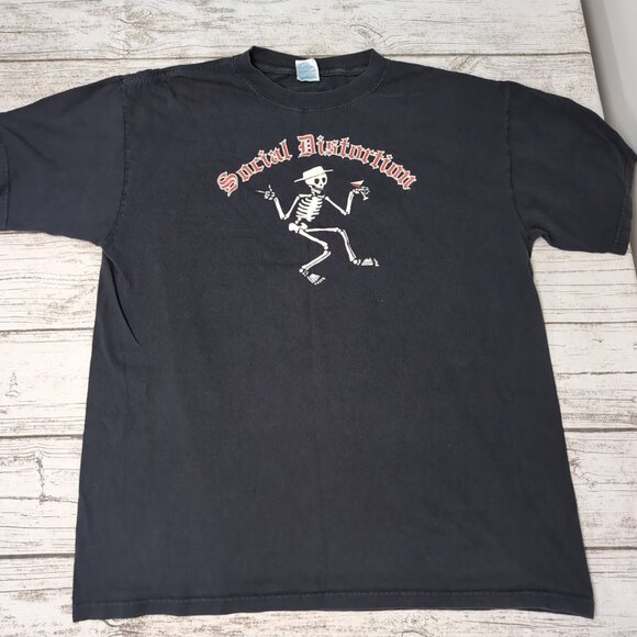 Vintage Social Distortion Punk Rock Band Hanes T-shirt Size L - Picture 1 of 7